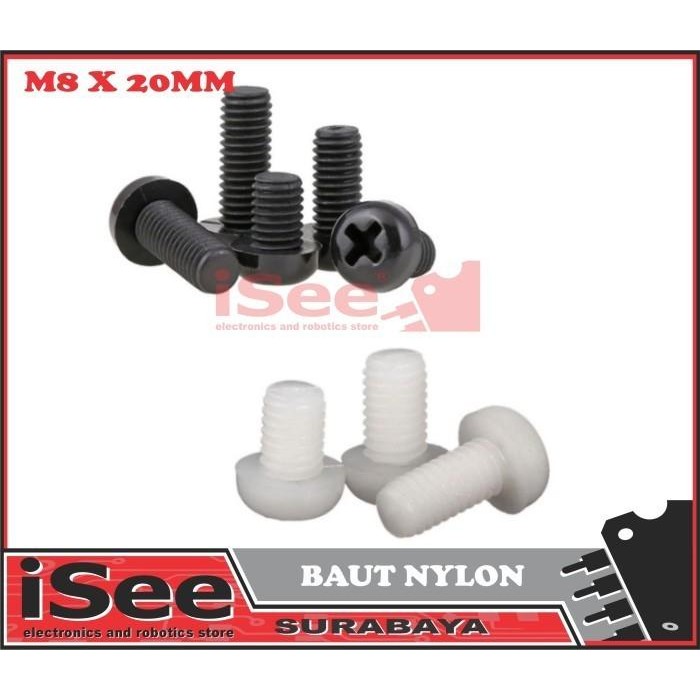 Baut Nylon M6X25mm Cross Screw Nylon height 25mm 25 mm 2.5 CM nilon M6
