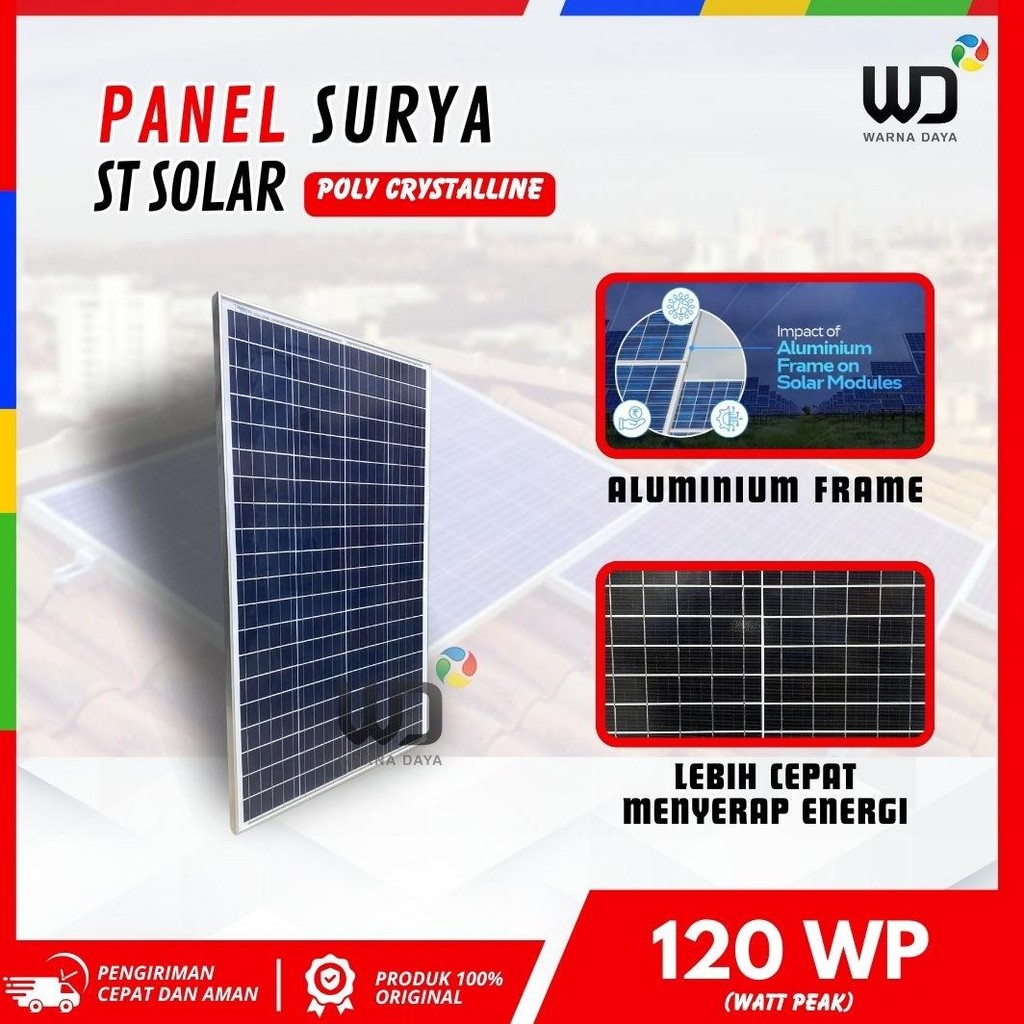Panel Surya ST Solar 120WP Poly FREE Packing kayu