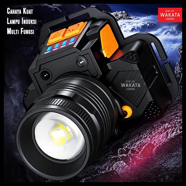 SENTER LAMPU KEPALA SUPER TERANG HEADLAMP LED RECHARGEABLE ZOOM