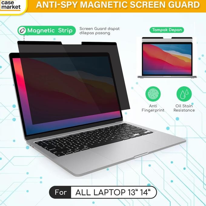 Laptop Asus Lenovo Acer Hp Dell 13 14 Inch Magnetic Anti Spy Laptop Screen Guard Privacy Pelindung L