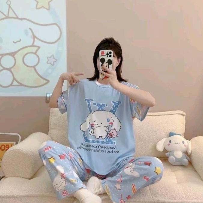 NEW PRODUK PIYAMA CINNAMOROLL WANITA BAJU TIDUR WANITA CINNAMOROLL BLUE IMPORT !!!!!