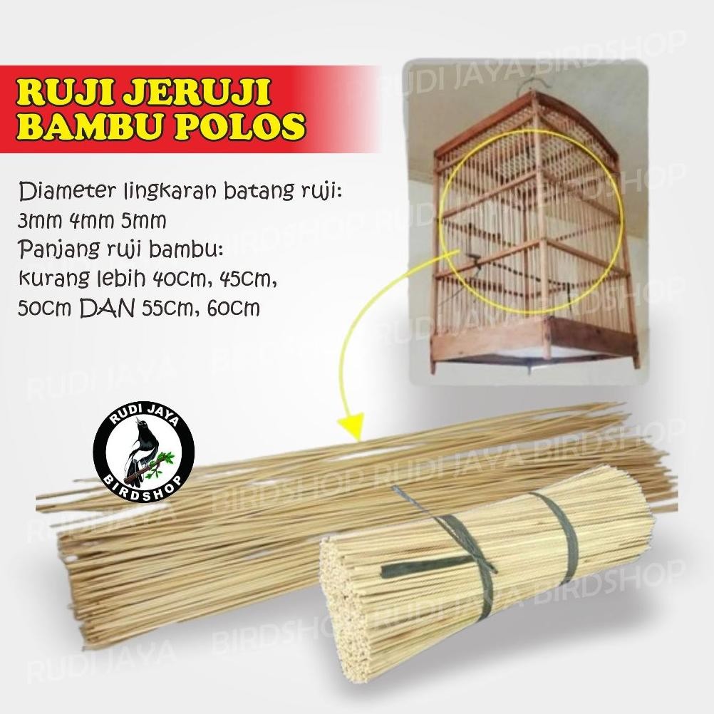 To94 Ruji Jeruji Bambu Untuk Sangkar Burung Ukuran 3 Mm 4 Mm 5 Mm 1 Ikat 1 Pak Isi +- 50-100 Batang 