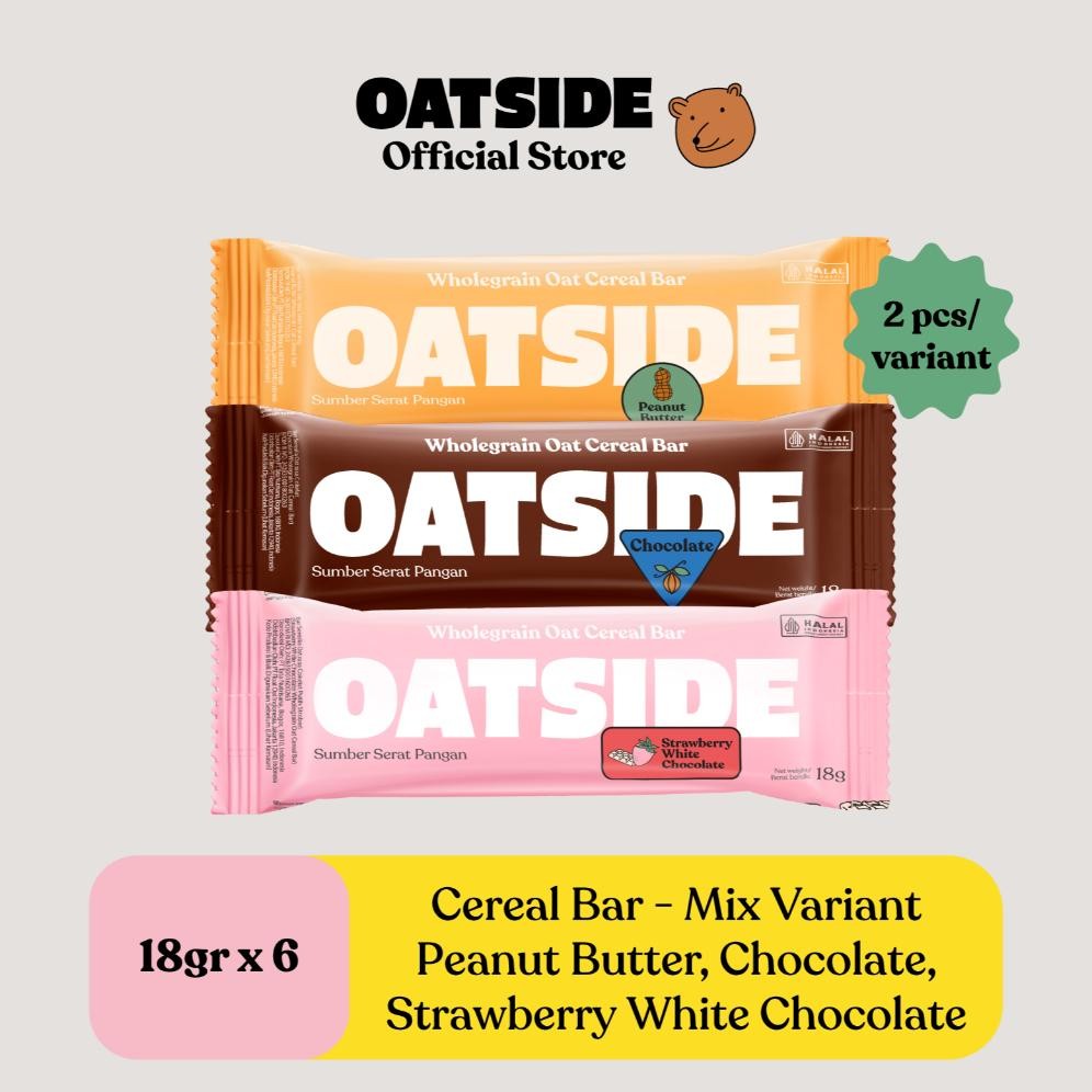 

TERLARIS OATSIDE Mix Cereal Bar Chocolate,Peanut Butter, Strawberry White Chocolate (6pcs) Siap kirim