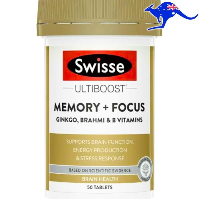 BEBAS ONGKIR - Swisse Ultiboost Memory Focus 50 Tablets Ginkgo Brahmi Brain Tablet Healthy Care Ging
