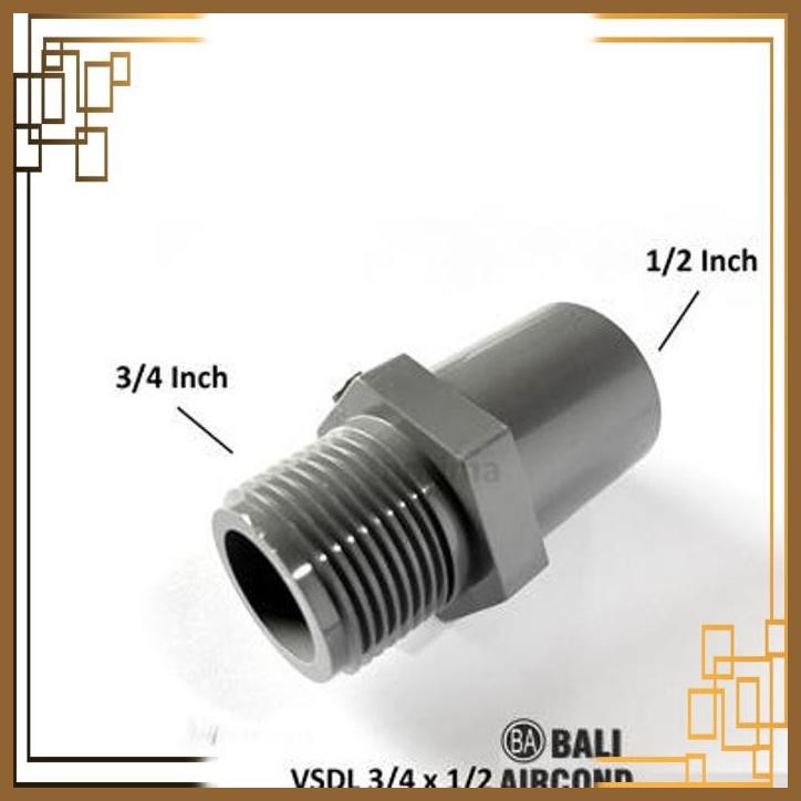 [BLA] SHOK SOK DRAT LUAR 3/4 KE 1/2 FITTING PIPA PVC DRAT 3/4" SOKET SOK 1/2" SDL 3/4 X 1/2 INCH