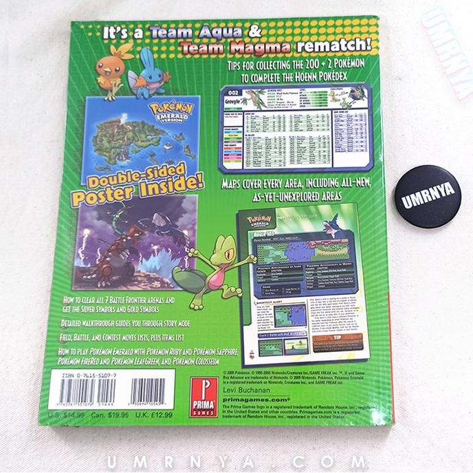 Guide Book Gameboy GBA Pokemon Emerald Version dan Fire Red Leaf Green murah