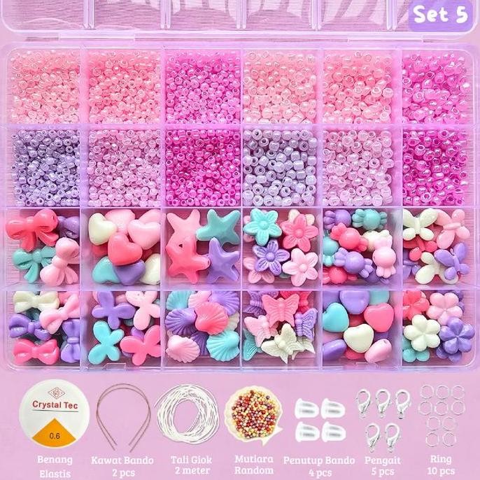 

tyS Manik Manik Pasir 1 Box - Manik2 Mote Payet Pasir Paket DIY (BONUS Benang Elastis + Tali Giok + Manik Random + Pengait Udang + Ring + Clay + Tempelan Clay) - SM003