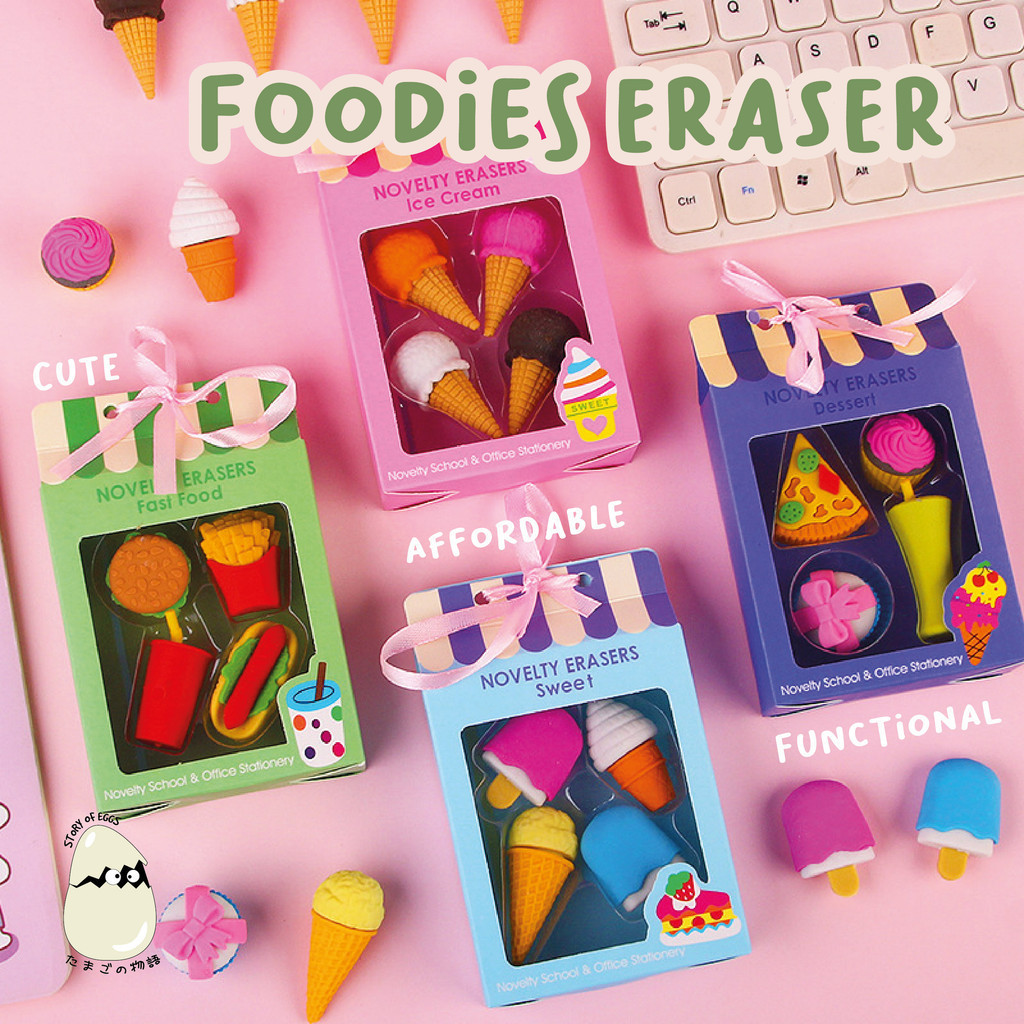 

Penghapus 4 Pcs food Set Lucu Makanan Karet Hapus Pensil Karakter Sweet Eraser Anak Sekolah Karakter
