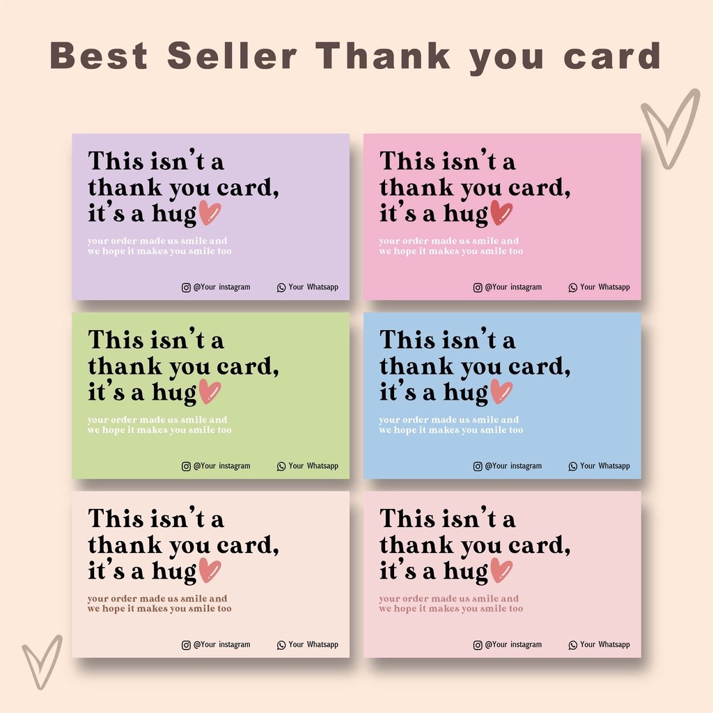 

Best Seller Thank You Card custom 1 sisi 23 - 26 / Gift card / Aesthetic / Cute / Online Shop