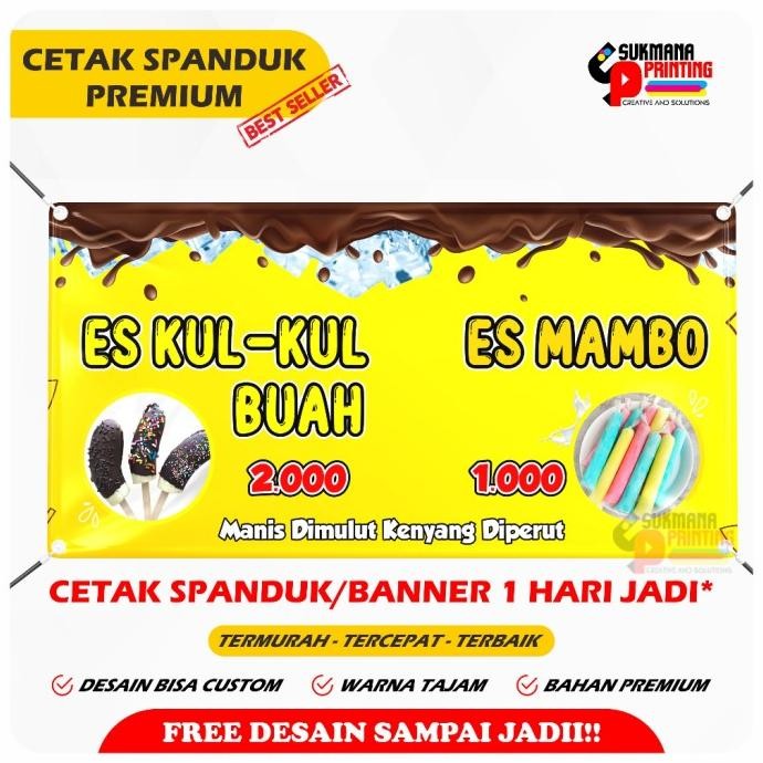 ready  CETAK SPANDUK BANNER JUALAN ES KUL KUL DAN ES MAMBO VIRAL murah