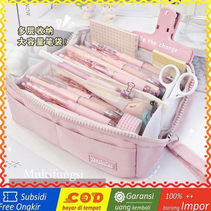 

new !!! TXS23 Korean Pen Pencil Case Jumbo Foldable Kotak Tempat Pensil TKM murah