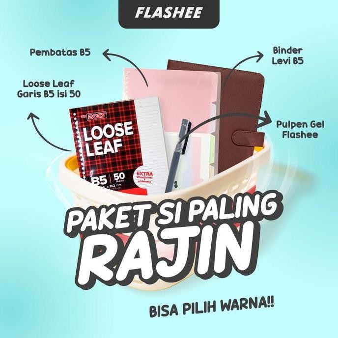 

new !!! Flashee Binder Paket Sekolah Set 4IN1 Paket Binder B5 Ring 26 Kampus Kuliah Sudah Termasuk Kertas murah