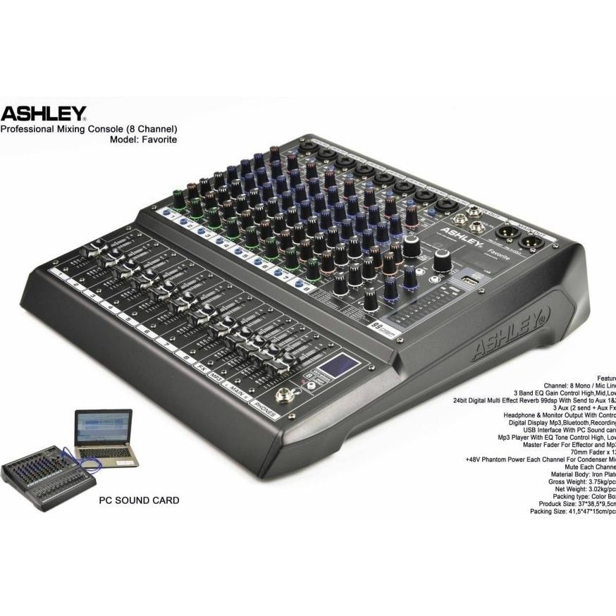 ready  MIXER ASHLEY FAVORITE 8 / 8 CHANNEL / 8 LINE MIC PRODUK ASHLEY