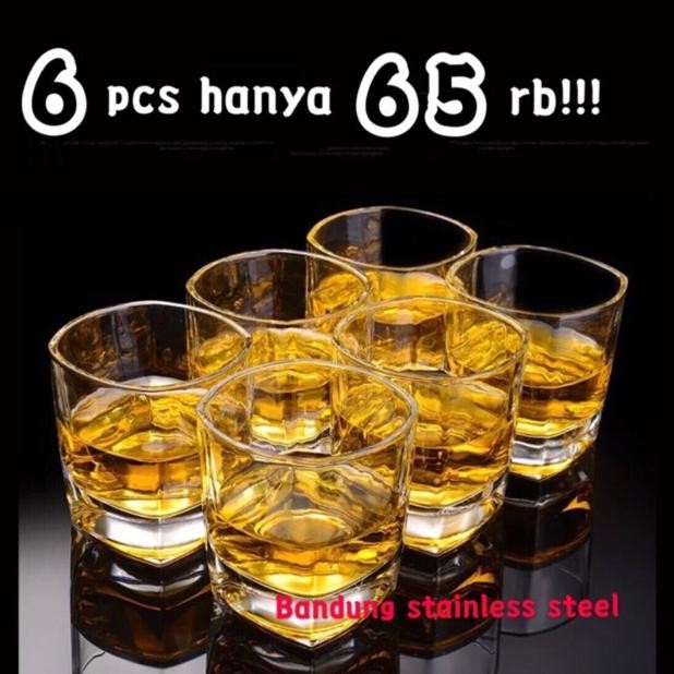We69 fs-6 6 Pcs Gelas Whiskey Beer Bir Vodka Kaca Tebal Cangkir Old Fashioned Original Hemat