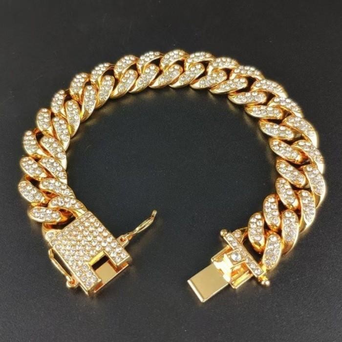 Gelang Berlian 20Cm Berlian Gelang Gaya Hip Hop Gelang Permata Titanium Bahan Paduan Gelang Berlian 