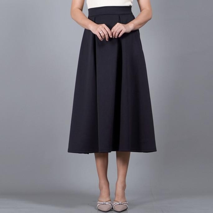 OKECHUKU REBECA ROK HITAM PANJANG POLOS ROK WANITA KOREA A LINE HITAM