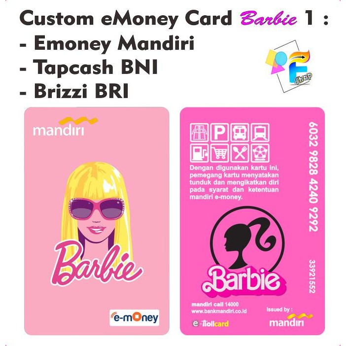 

Kartu eMoney eToll Tapcash BRIZZI edisi Barbie Girl - Custom Print LS
