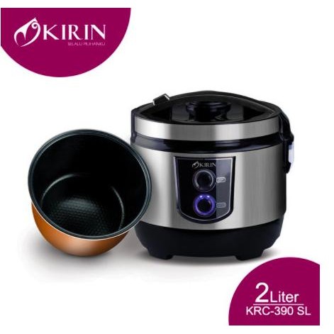 [ kirin ] rice cooker / magic com krc 390 - body stainless - 2 l
