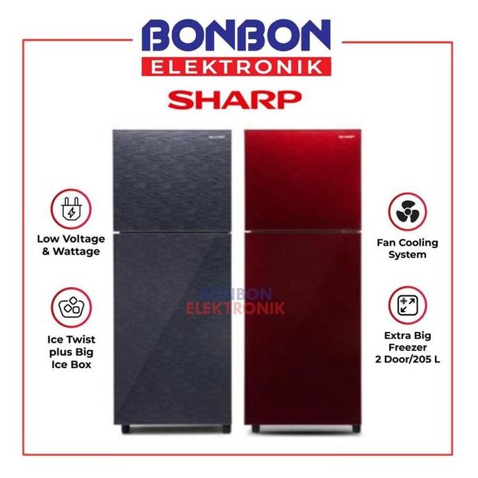 sharp kulkas 2 pintu sj-246xg-mr/ms / sj 246 xgmr / sj 246 xgms