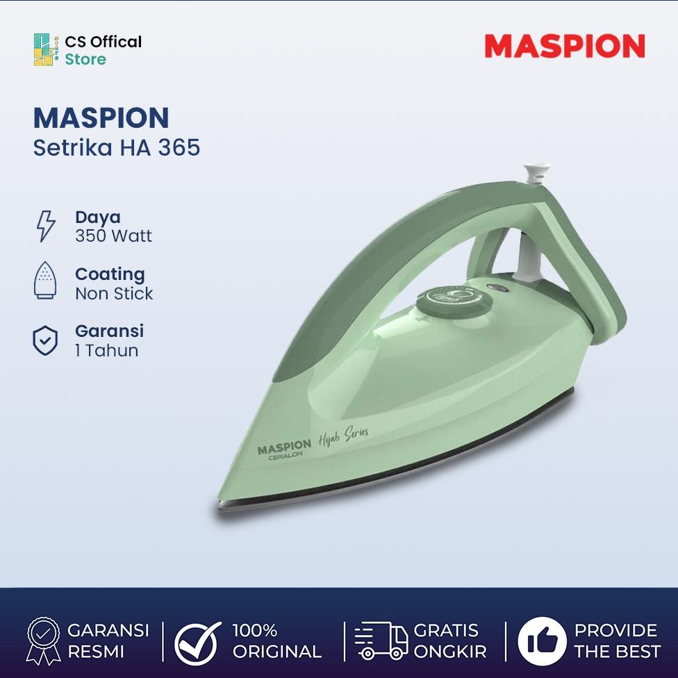 WAGI MASPION HA-365 Automatic Iron Setrika Hijau Ceralon Ceramic Non Stick