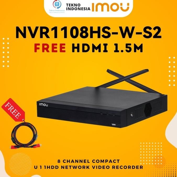 TERSEDIA IMOU NVR1108HS-W-S2 8 CHANNEL H.265 WiFi Wireless NVR 8ch Dahua CCTV