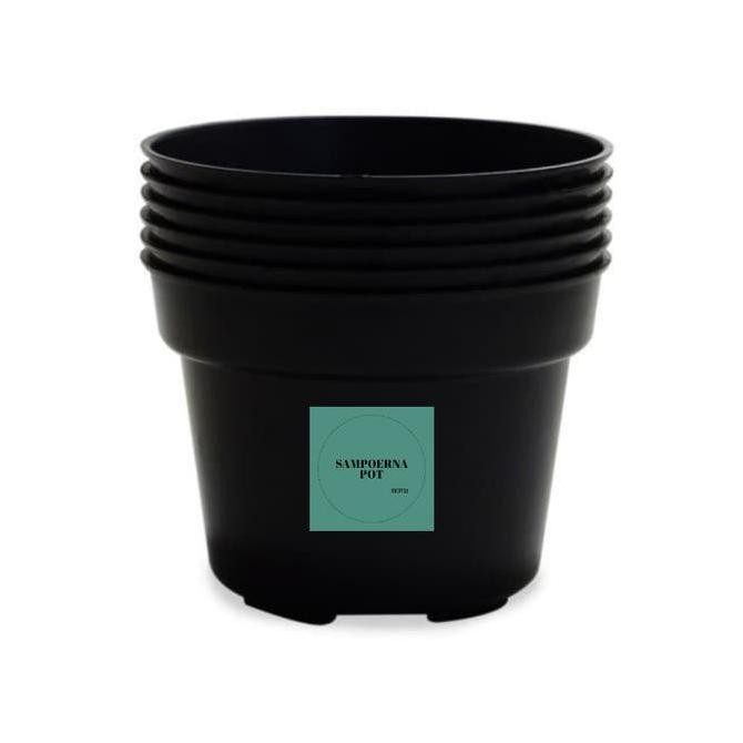 pot bunga tanaman plastik hitam 30cm