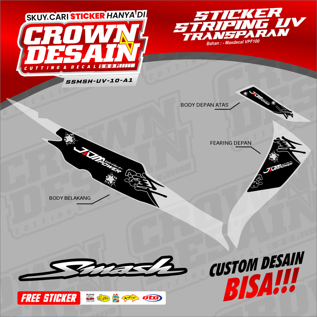 Striping Stiker Suzuki Smash Titan Motif Design JDM Power / Striping Transparan Glossy Smash 110 Old