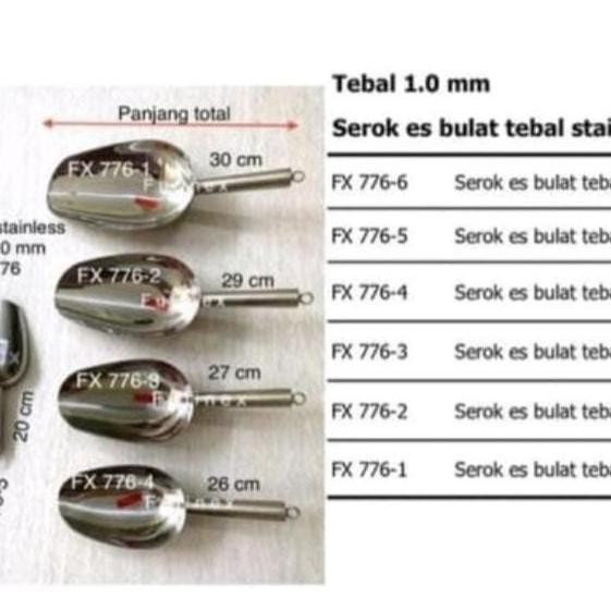 

Terlaris Scoop Ice Cube Flour Coffee Sugar Powder 18Cm 20Cm 26Cm 27Cm 29Cm 30Cm / Sendok Sekop Ukur / Sendok Serok Takar Es Batu Tepung Biji Kopi Gula Pasir Beras Bahan Stainless Steel Tebal 1Mm