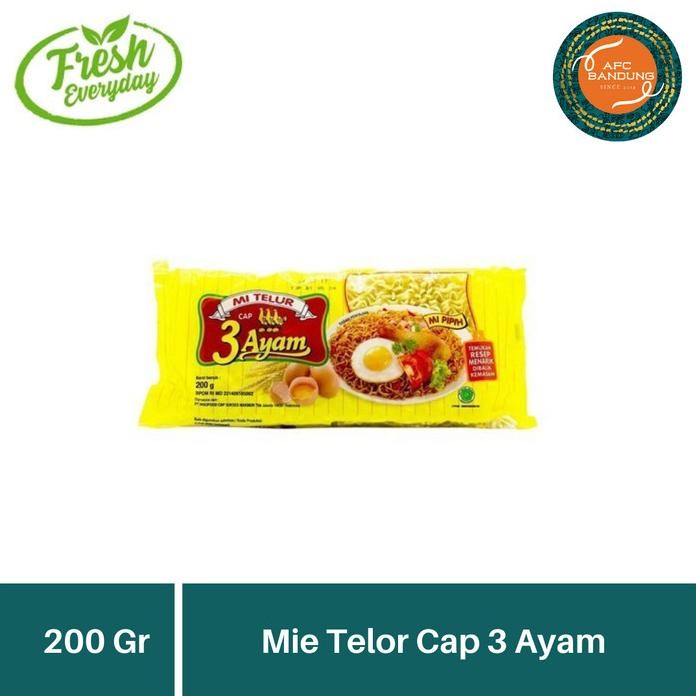 

Terlaris Mie Telor Cap 3 Ayam 200Gr Bungkus Kuning Pipih Mie Telur Egg Noodle