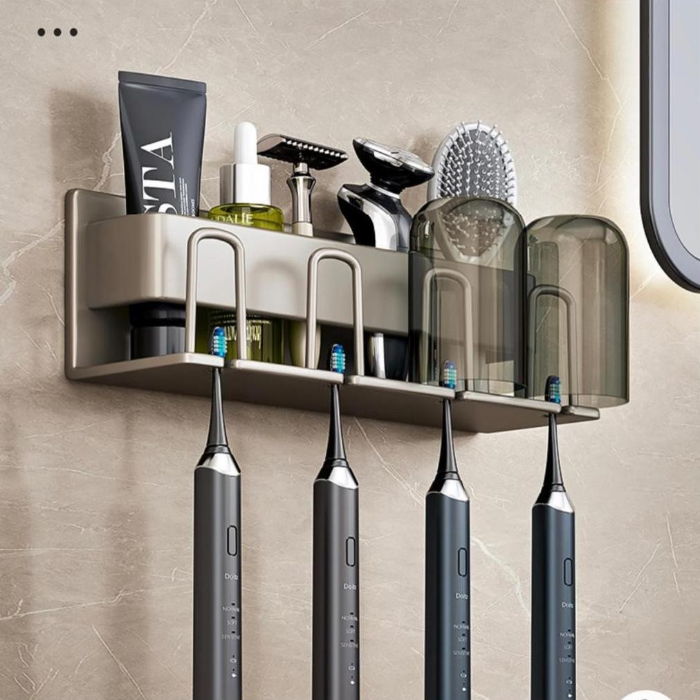 Terlaris Tempat Sikat Gigi Kamar Mandi Bebas Bor/ Rak Toilet Kamar Mandi Murah