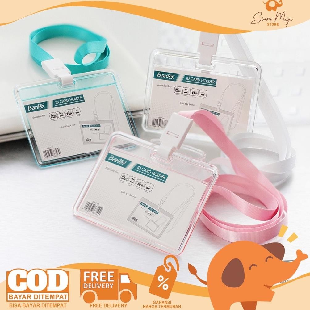 

h-4 HRN-813 Bantex ID CARD Name Tag Clear Transparent LANDSCAPE + Lanyard Transparan Murah Berkualitas 8868 08 Murah Murah