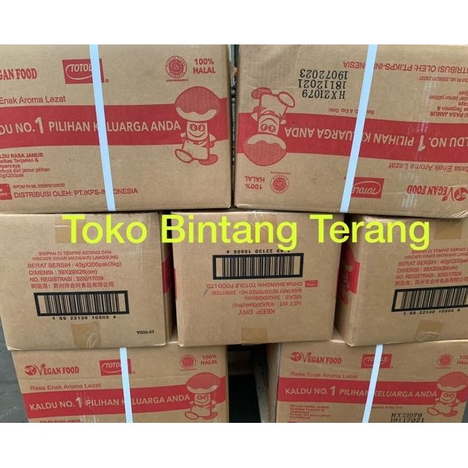 

Terbaru Bumbu Kaldu Jamur Totole 40 gr x 200 pcs per 1 Dus/Karton Mokucing CTN