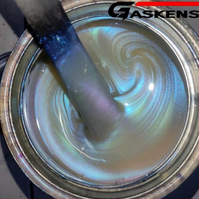 NEW CAT PU BUNGLON PUTIH 250ML | EFEK WARNA BIRU UNGU | GASKENS AUTOMOTIVE PAINT | CAT VELG MOTOR MO