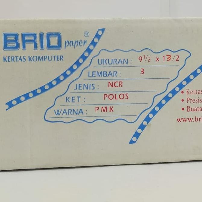 

TERMURAH - Kertas Komputer Brio Uk Folio 3ply : 2 NCR PMK (9,5" x 13/2)