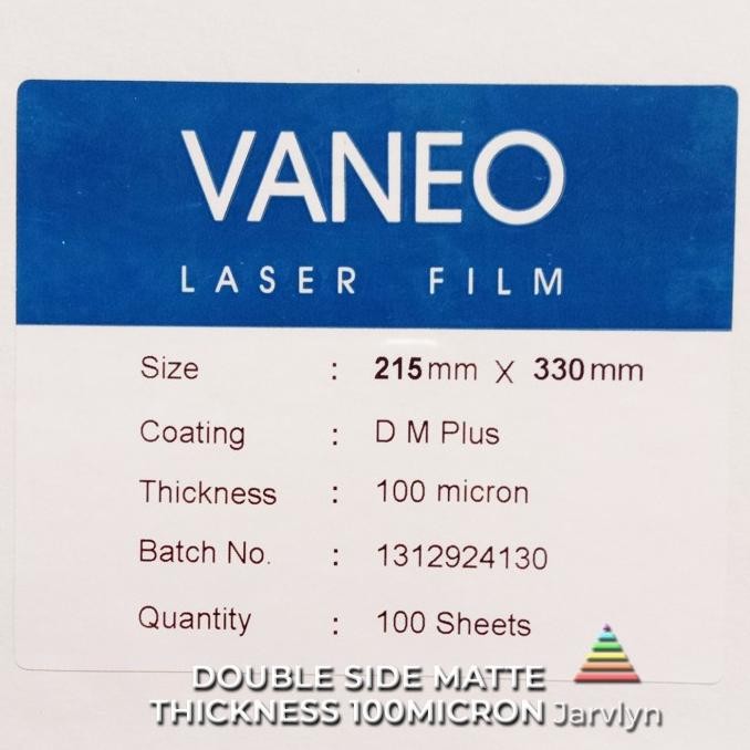 

TERMURAH - VANEO - Laser Film Double Side Matte F4 Folio 100 Micron