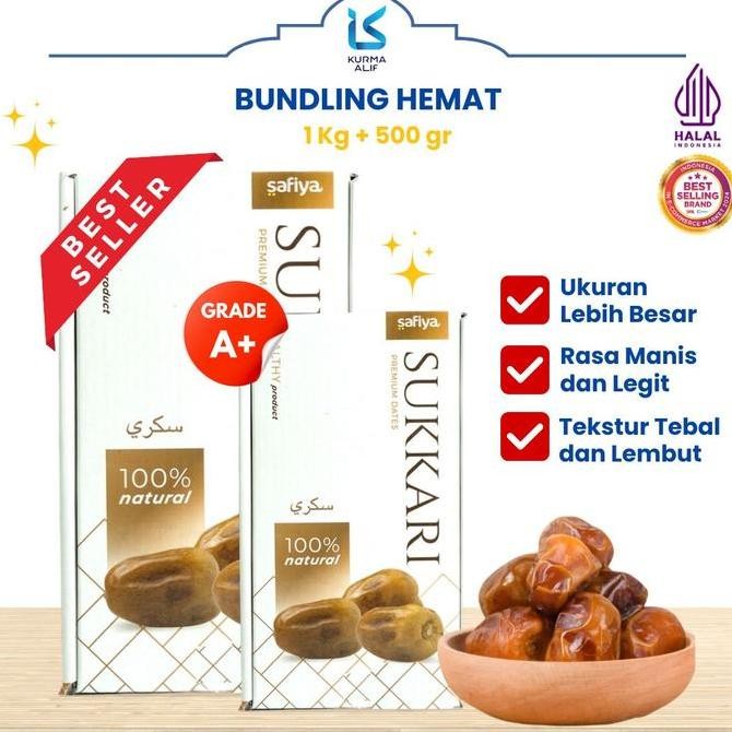 

[Promo Hemat] Kurma Sukari Safiya 1 Kg + 500 Gr Kurma Lumer Legit Oleh Oleh Haji Umroh