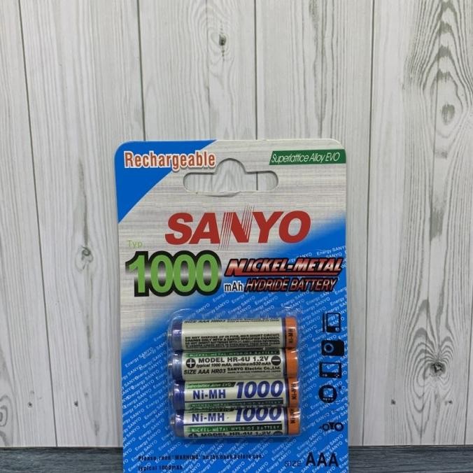 ready Baterai Charger SANYO 1100Mah AAA 1.2V - Batre Cas A3 Sanyo 1100 isi 4