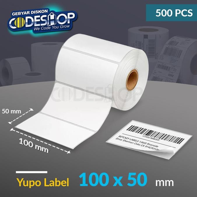 

NEW Kertas Label Yupo 100x50 mm Codeshop 1 Line Core 1 Inch Isi 500 Pcs