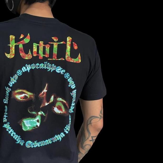 baru  Kaos Koil Megaloblack Merchandise Band Godincorporated Combed Hitam - Sablon Plastisol - Warna