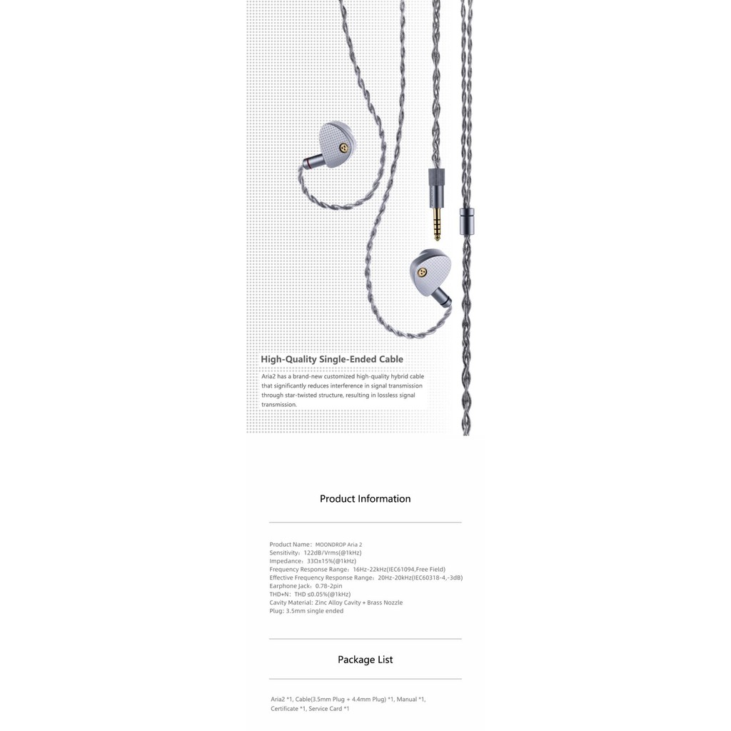 Sale Moondrop Aria 2/Aria2 Full-Field Hi-Fi 2Pin In-Ear Iem/Earphone