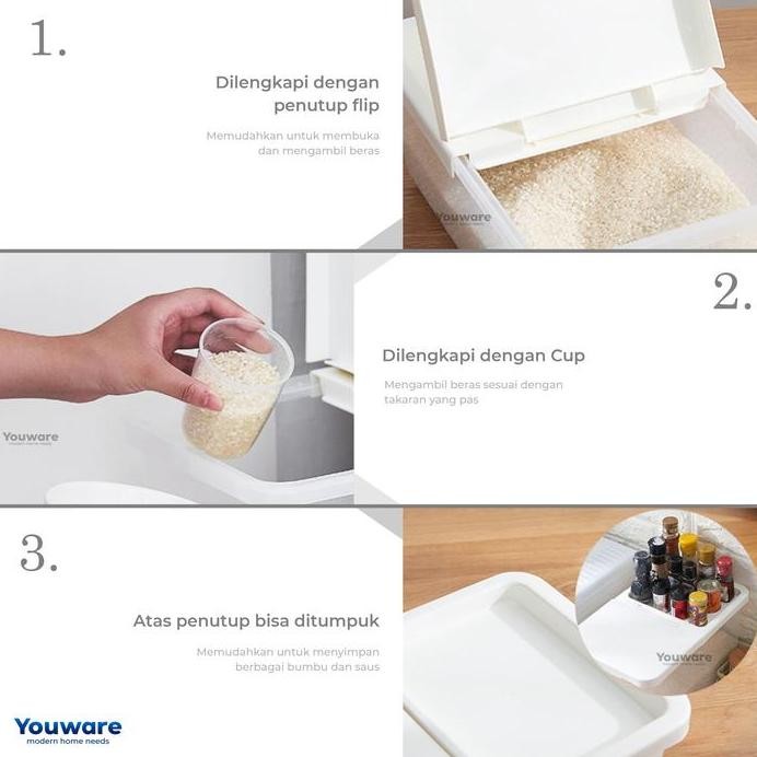 

Terlaris [Paket Hemat] Youware - Miles Kotak Penyimpanan Beras & Mazou Saringan Penyaring Beras / Tempat Beras Anti Debu Kapasitas Besar Rice Box Dry Food Storage Wadah Wadah Penyimpanan Beras Kacang Tepung Anti Debu Kapasitas Besar Container Box 10 Liter