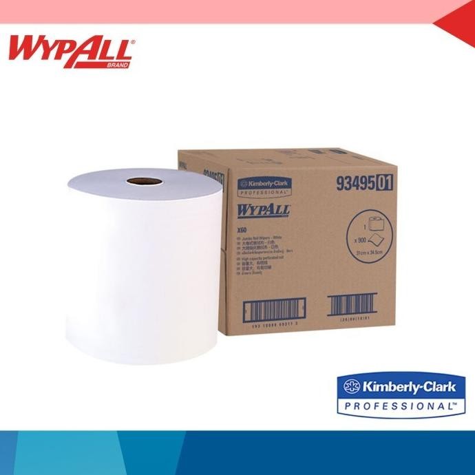 Wypall X60 93495 Wipers, Jumbo Roll, 900 Sheets Per Roll
