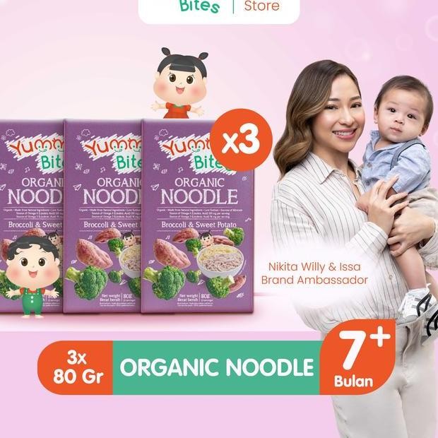 

Bundling 3 Yummy Bite Organic Noodle 80Gr E Bayi Organi Mpai E Baby Organic