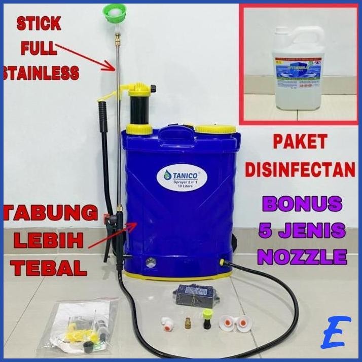 | SPT | SPRAYER TANICO 18 LITER MANUAL ELEKTRIK 2 IN1 + DISINFEKTAN 5 LITER