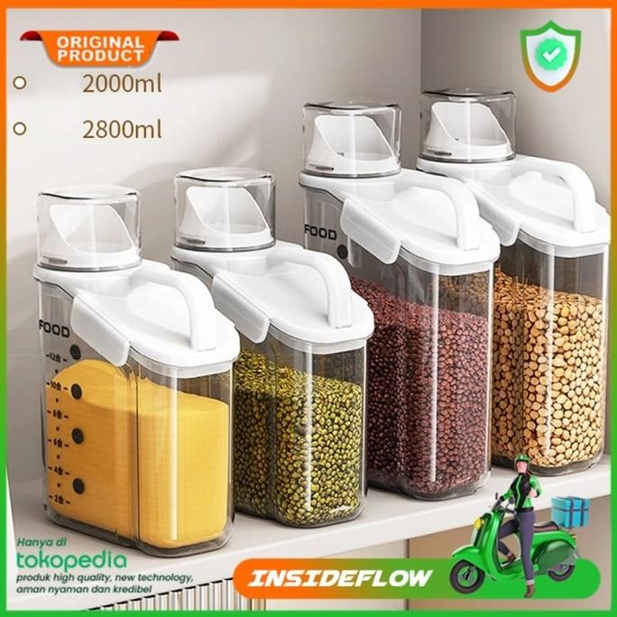

Terlaris Food Storage Container Tempat Penyimpanan Beras Dah Sereal Tepung Toples Serbaguna + Gelas Ukurberkualitas
