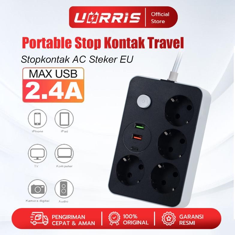 WAGI UORRIS Portable Stop Kontak Travel - 2 USB Port 4 Steker