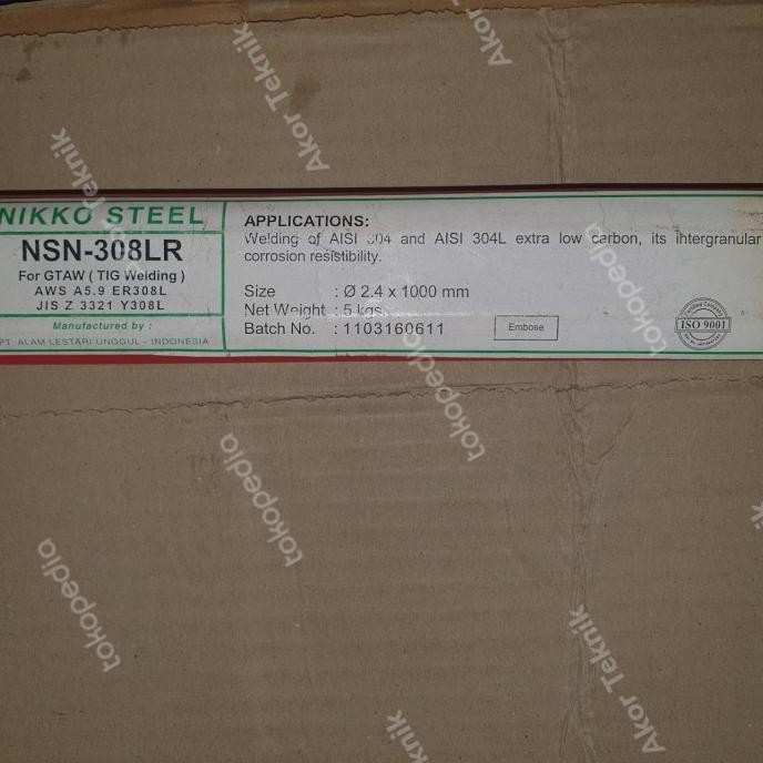 Kawat Las Nikko Steel Nsn308L 2 4Mm X 1000 New Stok