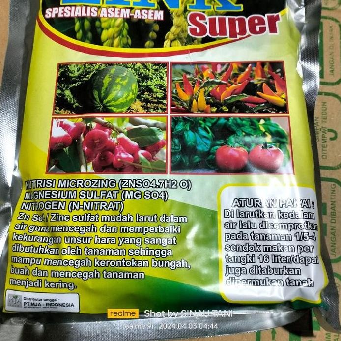 

Terlaris Zink Sulphate Monohidrate Super 900 Gram Nutrisi Pencegah Dan Pembenah Tanaman Padi Yang Terkena Asem2En Perbanyak Akar Tanaman Dan Penyubur Tanaman