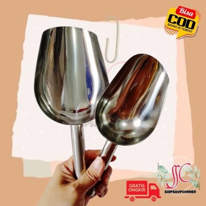 

Terlaris Sendok Serok Es Batu Tepung Beras Stainless Steel Ice Cube Scoop