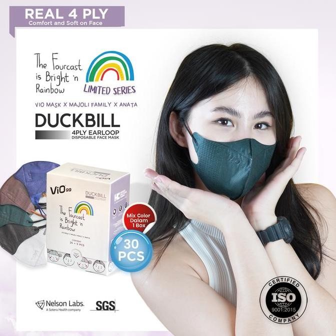 vio99 x majoli x anata - vio duckbill mask 4 ply isi 30 mix warna termurah